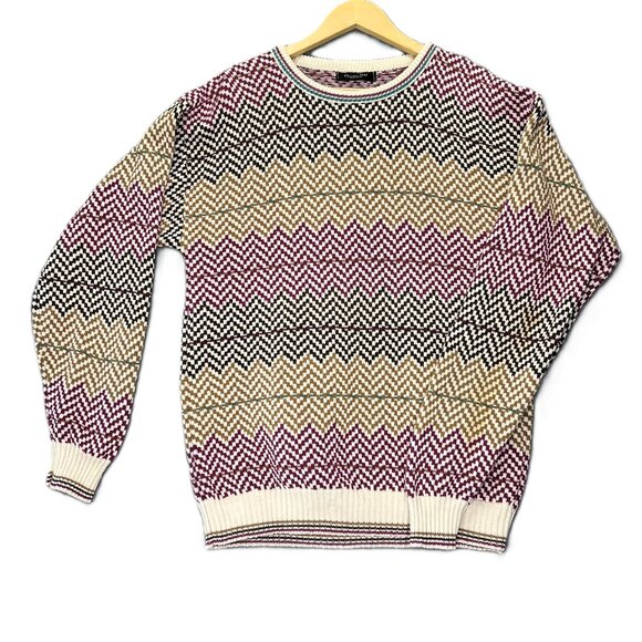 VTG Christian Dior Monsieur Mens M Sweater Knit Crewneck USA Geometric 90s Retro - Picture 1 of 8